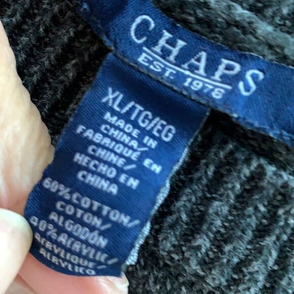 Chaps extra large crewneck sweater various colors of gray and black stripes. - Picture 7 of 8